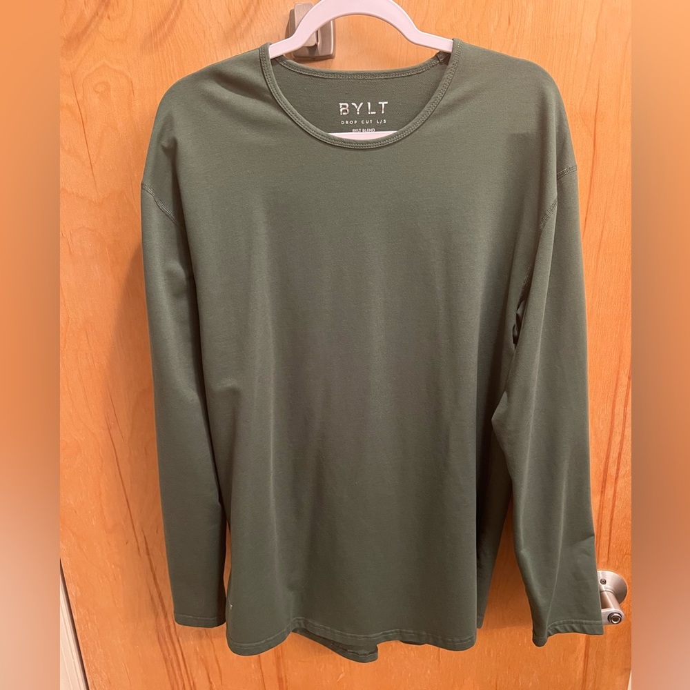 BYLT Henley Drop-Cut Long Sleeve - Color: Army Green, Size XL